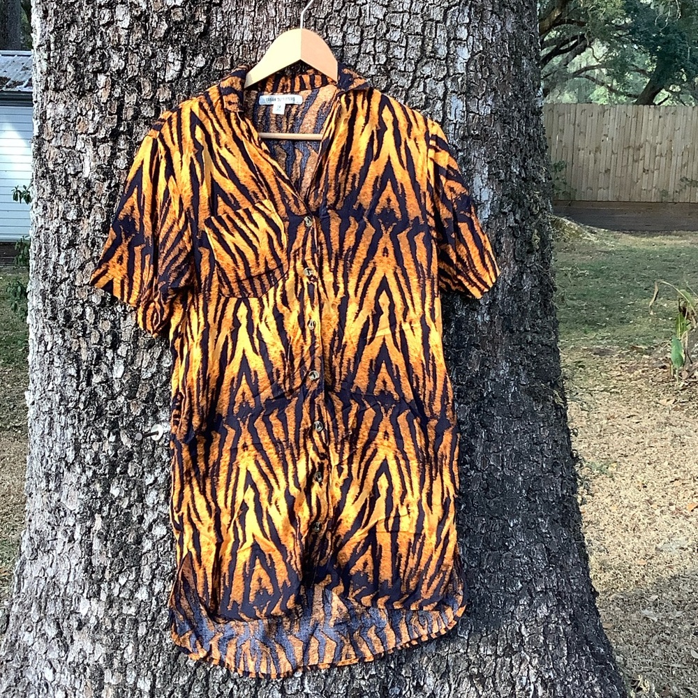Urban Outfitters Button-down Tiger T-Shirt Dress
